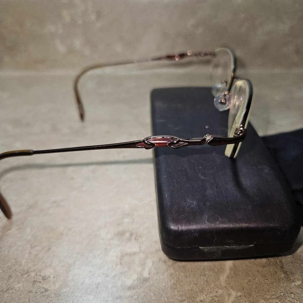 Saks Fifth Avenue Altair Eyeglasses Brown Metal Frame 173‎ FLR 135 Case Cloth